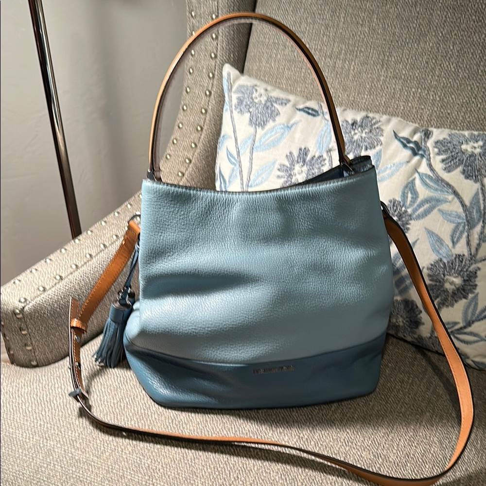 MICHAEL Michael Kors Blue and Brown Shoulder Bag with Adjustable Strap